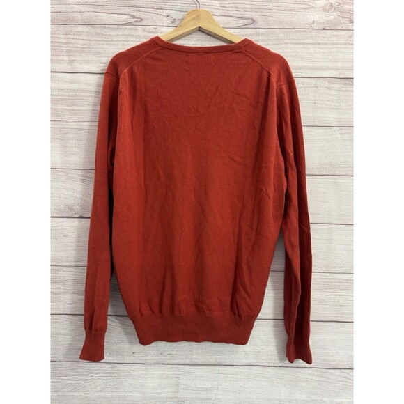 J Crew V Neck Sweater Pullover SIZE M Cotton Cashmere Long Sleeve Orange red - Picture 2 of 5